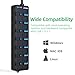 USB hub,7-Port USB Hub,VEMONT 3.0 USB Splitter with Individual On/Off Switches and Lights, 4ft/1.2m Long Cable USB Extension for Laptop and PC Computer