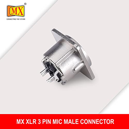 Image of MX 3 Pin XLR connector Microphone Connector pin Pure Copper Nickel Plated Pins1 for High Conductivity microphone cable connector PERENT (3 PIN PANEL MOUNTING silver, Pack of 4, Male Connector)