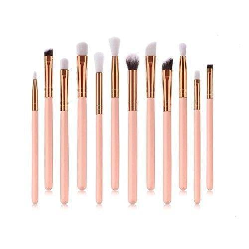MISS & MAM Makeup Brushes Set Foundation Eye Shadow Blending Brushes Soft Synthetic Hair (Pack of 12) – Pink