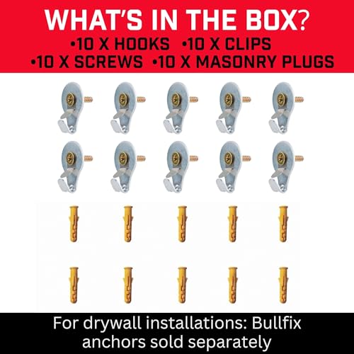Image of Bullfix Hook - Heavy Duty Picture Hooks, Plasterboard Fixings, 10 Pack
