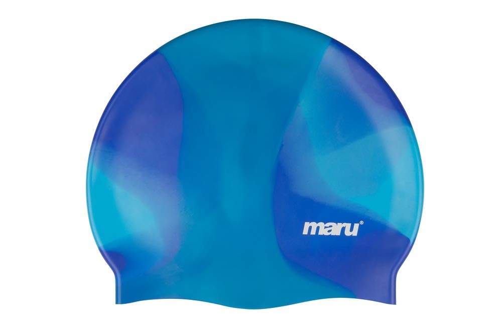 Maru Silicone Swim Cap (Blue Shades) – One Size - Standard Fit, Blue Shades