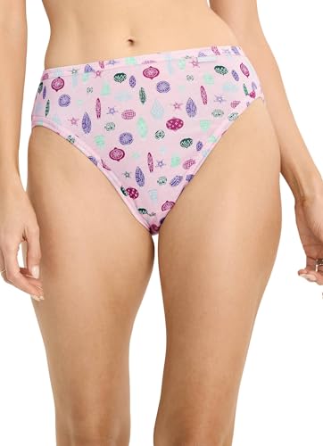 Image of Jockey Women's Underwear Plus Size Elance French Cut - 3 Pack, Fab Fuchsia /Pink Pearl Doodle Ornaments /Dreamy Blue, 8
