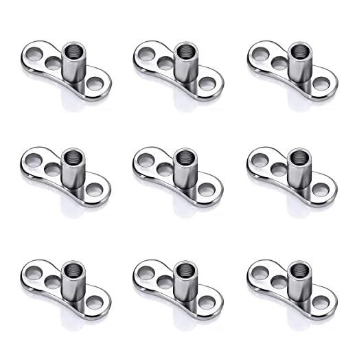 ZS 16G Edelstahl Dermal Anchor Piercing für Männer Frauen Diamant Hautanker Gewinde Intern Tops Schwarz Gold Microdermal Piercing Schmuck (F)