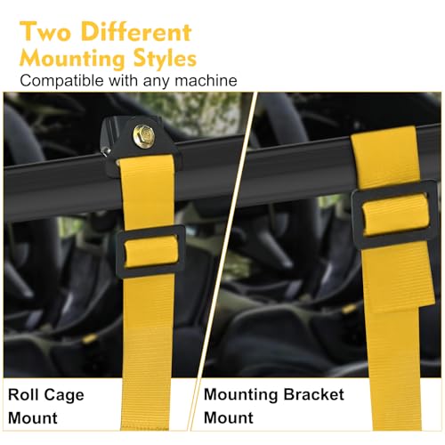 Image of 2Pcs 4 Point Racing Harness With Padding Heavy Duty Buckle Upgraded 3 Inch Straps UTV Harness 4 point Universal Adjustable for Adults Easy Install,Yellow