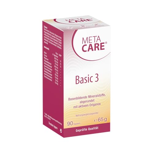 META CARE Basic 3 - Basische Mineralstoffe mit ausgewählten pflanzlichen Extrakten - Ideal zur gezielten Basenzufuhr - Abgerundet mit aktivem Origanox - 90 Kapseln
