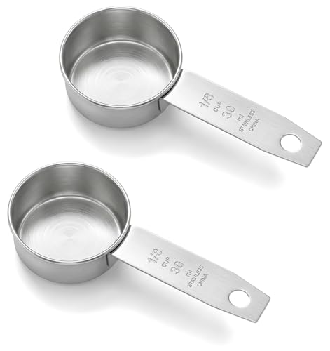 2 Pcs 1/8 Cup Medidor de Acero Inoxidable 2 oz miniatura 7
