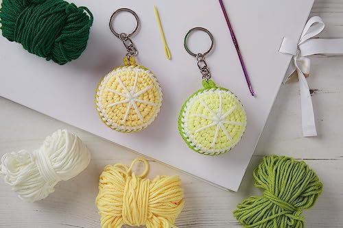 Simply Make Docrafts Crochet Key Ring Craft Kit Lemon and Lime Fruit Bright Coloured, Contains All Supplies Needed - Image 3