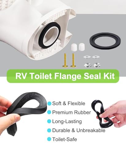 Image of RV Toilet Seal Kit, Replacement for Dometic 300 310 320 Toilets, Includes Flush Ball Seal 385311658 & Base Gasket 385311652 with Mounting Hardware, Fits Camper, Motorhome, and RV Toilets