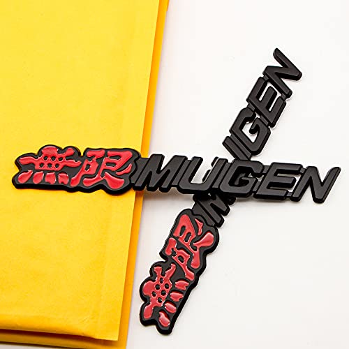 Hqs 2Pcs Chrome 3D Metal Mugen Car Emblem Logo Rear Trunk Fender Sports Turbo Badge Racing Suv Coupe Power Sticker (Black & Red) #TOP4