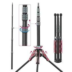 ULANZI Light Stand Carbon Fiber MT-49, Adjustable Tripod Stand for Photography with Phone Clip, 194cm/76.4inch Studio Sturdy Tripod for Speedlight Flash Softbox Strobe Light Camera with Carrying Bag