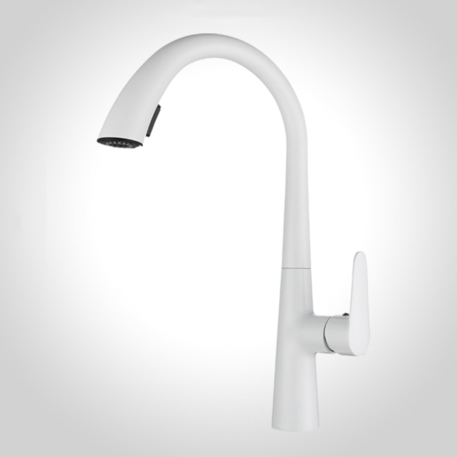 Wiquybml White Pull Out Kitchen Sink Taps Mixer With 360° Gooseneck Spout Spray Faucet Modern Tap For Easy Cleaning & Versatile Use