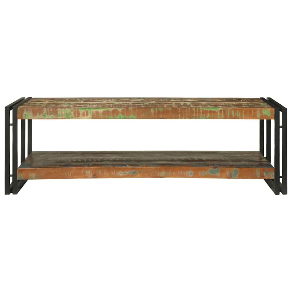 Stolik kawowy, wielokolorowy, masywne drewno z miejscem do przechowywania, 120 x 50 x 38 cm, nowoczesne wzornictwo, idealny mebel do salonu, trwały, z regałem, do małych mieszkań
