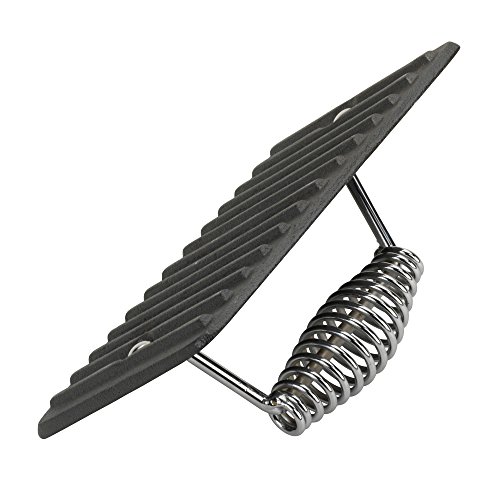 GoodCook Cast Iron Grill Press for Meat and Sandwiches, Pre-Seasoned Burger Press and Meat Flattener, Black/Silver