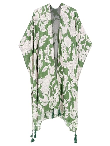 Image of Breezy Lane Women's Kimono Cardigan Summer Swimsuit Coverups Beach Cover Up with Floral Print for Vacation