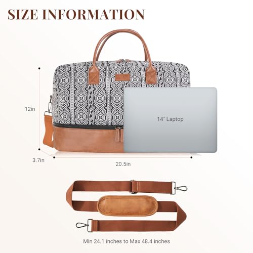 Oflamn Weekender Travel Bag for Women - Bohemian Style Duffle Carry-On Luggage with Separate Shoe Compartment - Ideal for 1-3 Days and Overnight Travel - Image 3