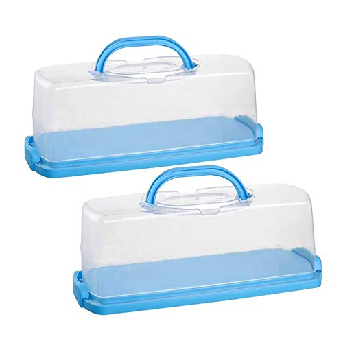 Cheeren 2 Pack Plastic Loaf Cake Storage Container Bread Keeper for Carrying and Storing Banana Bread Pumpkin Bread (Blue)
