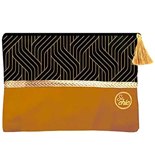 Rétro Porte monnaie velours Noir et Or