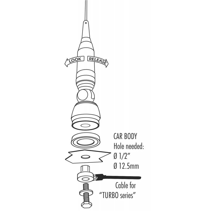 SIRIO TURBO 800 S Blue Line ANTENNA VEICOLARE - 27…28.5 MHz Tarabile