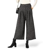 [Fiorior] 【シルエットがきれい】 ガウチョパンツ ワイドパンツ レディース 秋冬 きれいめ ボトムス ロング 冬服 通勤 オフィスカジュアル 【ウエストゴムで調整可能】【 ポケット付き 】 チャコールグレー L