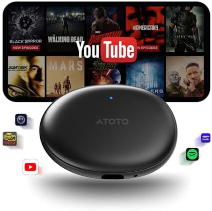 AD5 AI Box Wireless CarPlay Adapter & Android Auto, 2025 Upgrade Ai Box CarPlay Compatible with YouTube, AI DriveChat, Dual Wi-Fi, Dual BT, Black