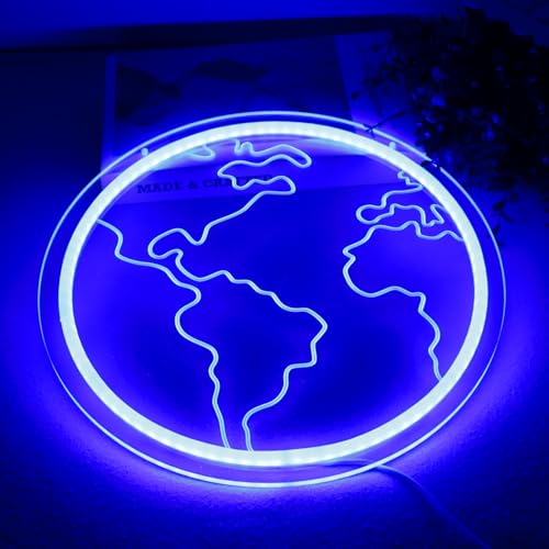 Image of Earth Neon Sign for Classroom Decor,Led Earth Neon Lights for Classroom Wall with Dimmable Switch for Children's Room,Perfect Space Gift for Kids, Earth & Science Day Decorations Gifts