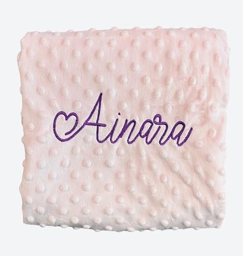 Danielstore Manta para Bebés 0,80 x 1,10 m Personalizada con Nombre Bordado Manta Cuna Manta Envolvente para Bebé Suave y Confortable para Todas Las Estaciones del Año (Rosa)