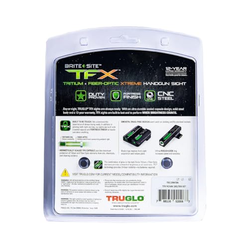 Image of TRUGLO TFX Handgun Sight | Durable Shock-Resistant Compact Brightly Glowing Tritium & Fiber-Optic Xtreme Day /Night Sight for Handguns