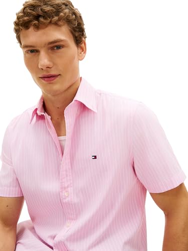 Image of Tommy Hilfiger Men's Short Sleeve Poplin Shirts in Regular Fit, Men's Button Down Shirts