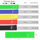 Yisica 5 elastycznych pasków kulturystycznych z 5 poziomami siły, elastyczne sportowe do fitnessu, pilatesu, jogi, treningu siłowego, z torbą do przechowywania (5 szt.)