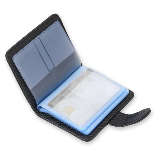 Image of Wisdompro Credit Card Holder, Slim Leather RFID Blocking Wallet Debit Card Protector Organizer Case (20 Card & 7 Memory Card Slots)-Vertical Microfiber Black
