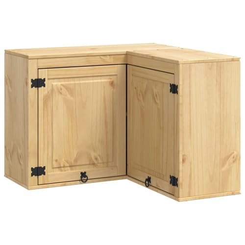 Tomostar Meuble d'angle Haut de Cuisine, Armoire Suspendue Cuisine avec étagère avec Porte Miel 80 x 80 x 60 cm Pin Massif
