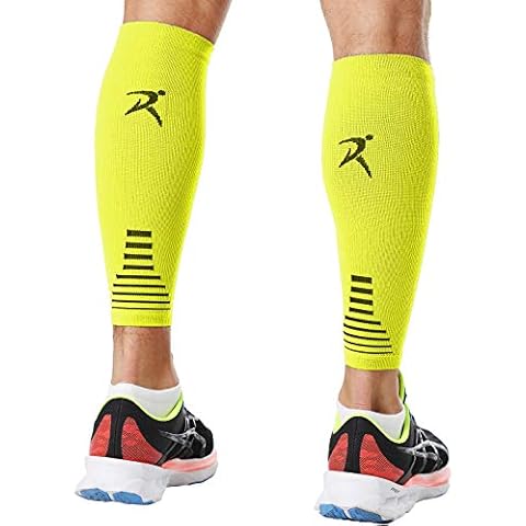 Rymora Calf Compression Sleeves (Ideal for Sports, Running, Shin Splints) (One Pair) (Fluorescent) (Medium) [M] Cover