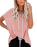 Vivitulip Women's Raglan Short Sleeve Hoodies Summer Loose Fit Blouse Tops Casual T-shirts with Pock