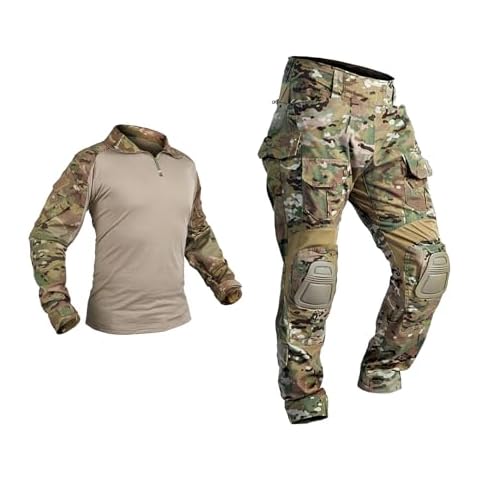 IDOGEAR OUTDOOR Men’s G3 Combat Uniform Tactical Camouflage Apparel Set For Hunting Airsoft Paintball Milsim With Knee Pads(camo,Small) Cover