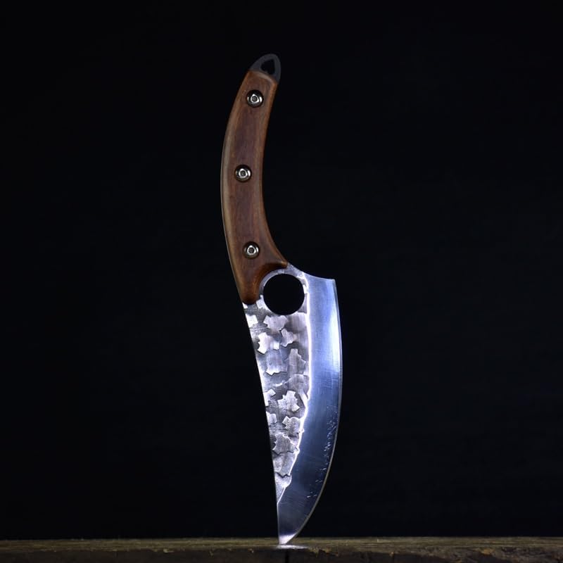 Meat Cleaver,Cleaver Knife Hand-forged Steel Boning Knife Small Scimitar 7Cr17 Blade Meat Cleaver Fish Cutter Slaughter Butcher Cooking Knife