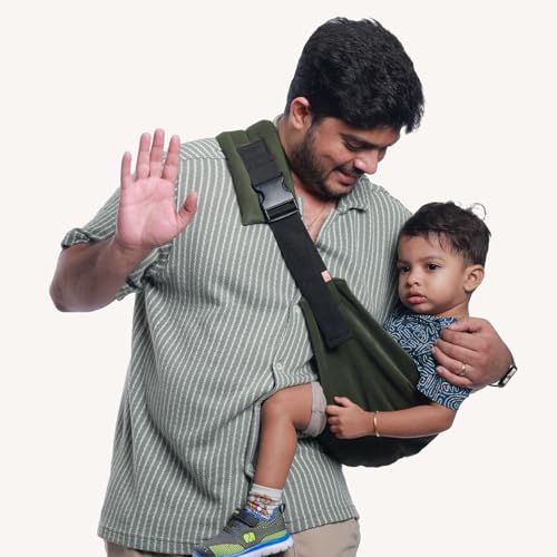 Image of Snugs Ergonomic Baby Carrier | Luxe Edition | Toddler carrier | Sling carrier | Breathable and Lightweight Fabric | Adjustable Straps | Suitable for 8 Months to 4 Years | Supports Up to 20 Kg (Forest Green)