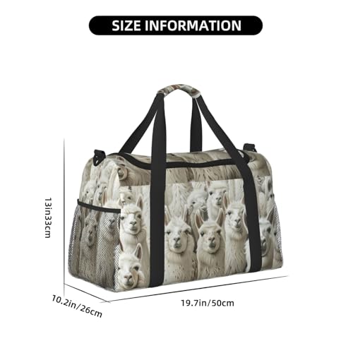 Cute Llama Print Foldable Carry On Tote Large Capacity Hand Carry Bag for Airplane Weekend Getaways4