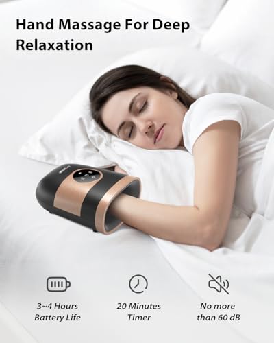 Image of CINCOM Upgraded Hand Massager - Cordless & Portable Hand Massager with Heat & Compression for Arthritis and Carpal Tunnel Relief from Wrist to Palm and Finger (Black)