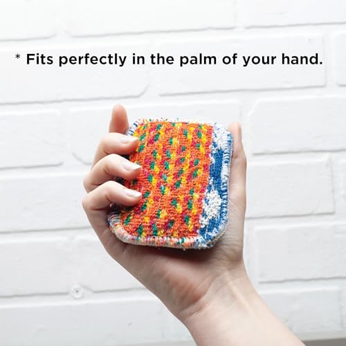 Image of Kilo Non-Scratch Washing Up Mini Scrubby Sponge /Scouring Pad, Double Sided Eco-Friendly Cotton Mini Cleaning Cloth (Single Scrubby)