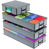 Undercover Cubes – 3 Large Underbed Storage Bags + 1 Organizer Bin – Foldable Under Bed Storage...