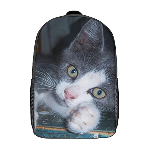 Sac à dos chat imprimé 3D avec grand compartiment ergonomique de 17 pouces
