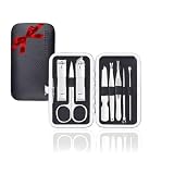 Nail Clipper Set, Mens Manicure Grooming Care Tools Kit: Fingernail Clipper & Toenail Pedicure Cutter, Mini Nail Trimmer Kit with Travel Case Gifts for Men, Women (Black)