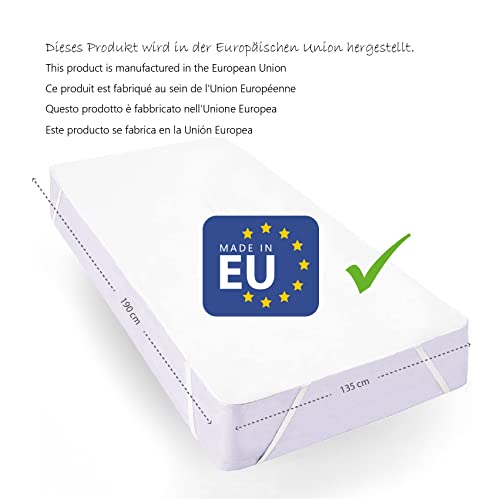 Twillie, Waterproof Mattress Protector 135 x 190 cm with 4 Elastic Bands, Oeko Tex® Certified, Ultra Thin, Ultra Resistant - Image 2