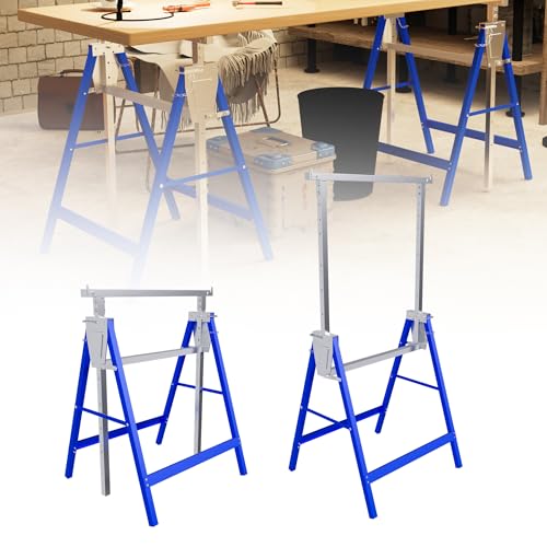 YRHome Höhenverstellbarer Arbeitsbock 2er Set, Stahl Klappbare Unterstellböcke, Tragkraft 150 kg pro Bock, 7 Stufen Verstellung 80-130 cm, Robuste böcke als Gerüstbock für Werkstatt & Baustelle
