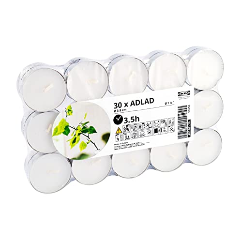 Ikea Adlad Scandinavian Woods & Spicy Citrus Scented Tealight Candles, White, 3.5 Hours - Set Of 120, 3.8Cm #TOP1