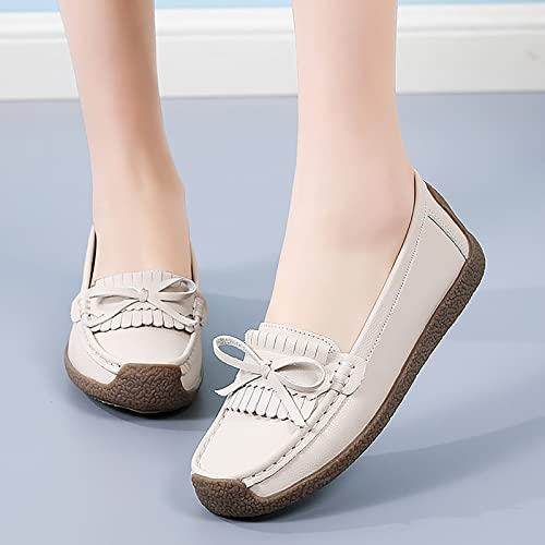 Chaussures plates à pompons doublées d'hiver confortables et élégantes beige