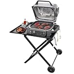 Raweao Woodfire Stand for Ninja - OG701, Foldable Pizza Oven Stand for Ninja Wood Fire Grill (OG700 Series), Folding BBQ Grill Stand with Side Table