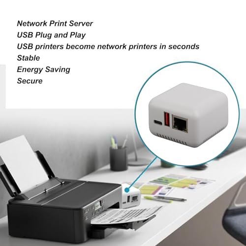 Netzwerk-USB 2.0-Druckserver, 5-V-LAN-Ethernet-USB-Druckserver, Konvertieren Sie den Drucker in Einen Kabellosen, Kabellosen Druckserver mit USB-Typ-C-Netzwerkkabelschnittstelle