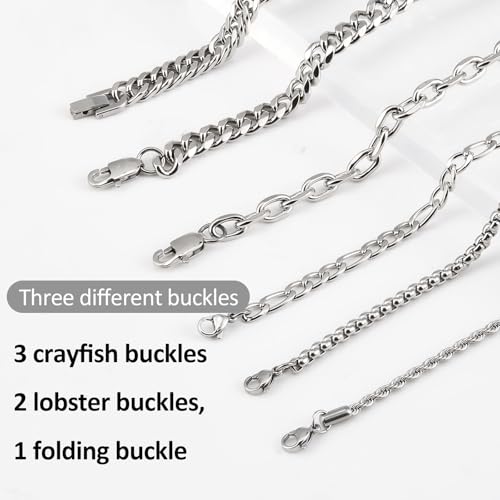 Set de 6 pulseras de acero inoxidable plateadas para hombres miniatura 4
