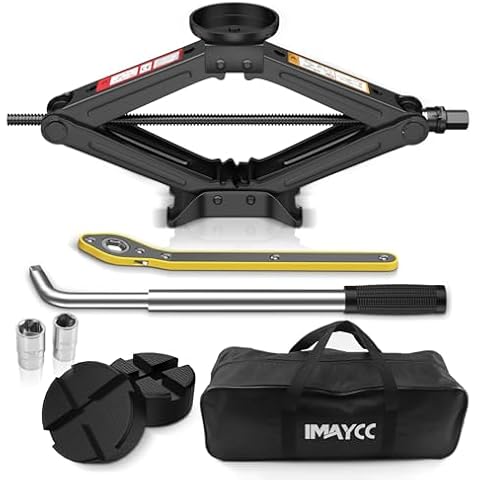 IMAYCC Car Jack Kit 2.5 Ton/5512 lbs, Universal Scissor Jack for Car with Rubber Jack Pad, Portable Tire Jack Changing kit with Lug Wrench,Car Emergency Kit for Car SUV MPV Cover